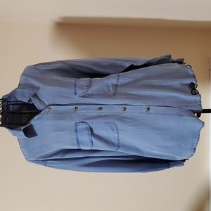 Studio 121 blue silk button down shirt size S